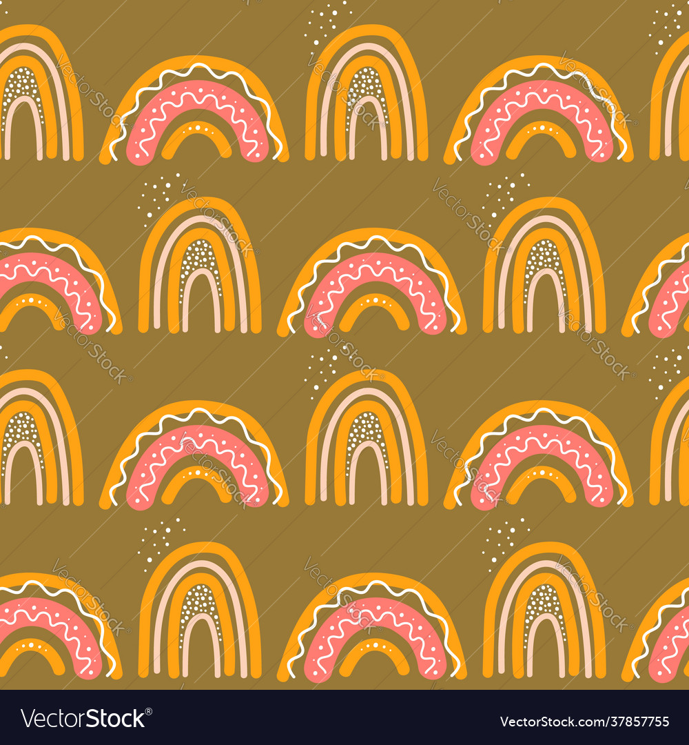 Rainbow in boho pattern seamless backdrop vector image Rainbow in boho pattern seamless backdrop