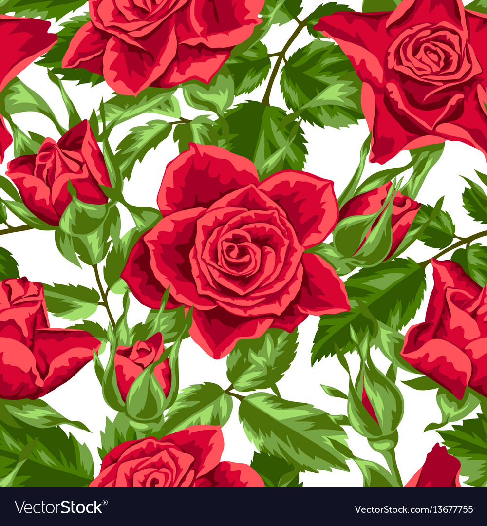Red Rose Seamless Pattern