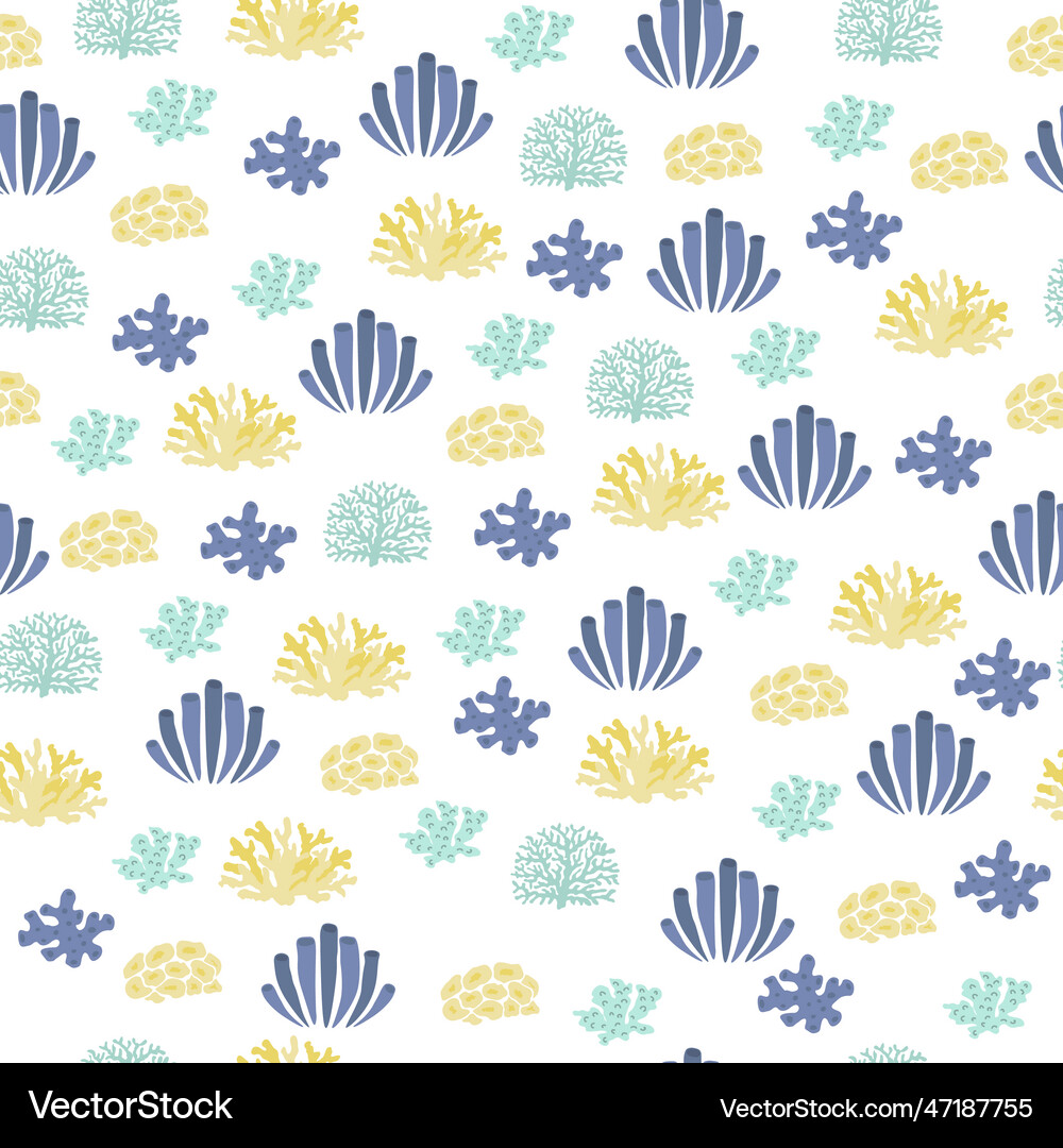 Seamless pattern with algae corals Royalty Free Vector Image