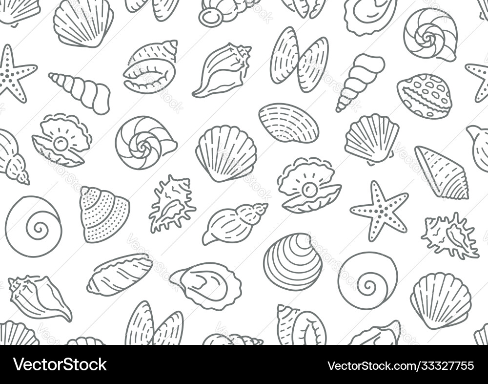 Seashell seamless pattern background Royalty Free Vector