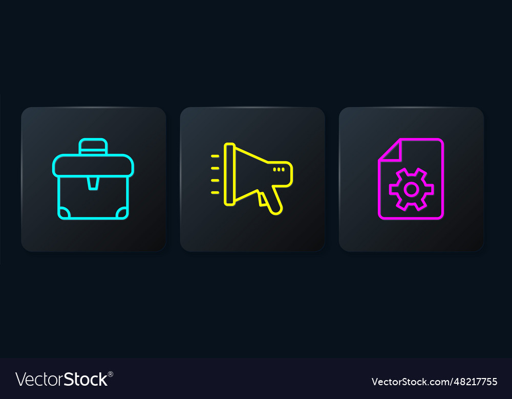Set line briefcase document settings vector image Set line briefcase document settings