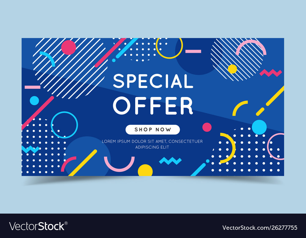 Special offer colorful banner with trendy abstract