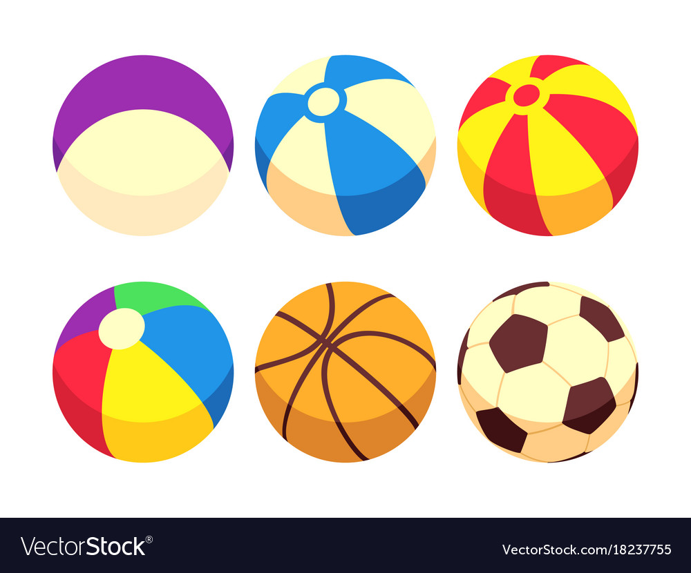 Sport and toy balls icons isolated on white Vector Image