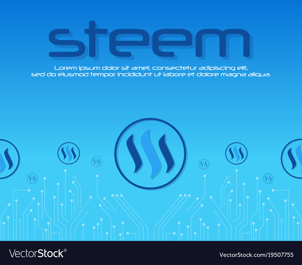 Steem blockchain on blue background