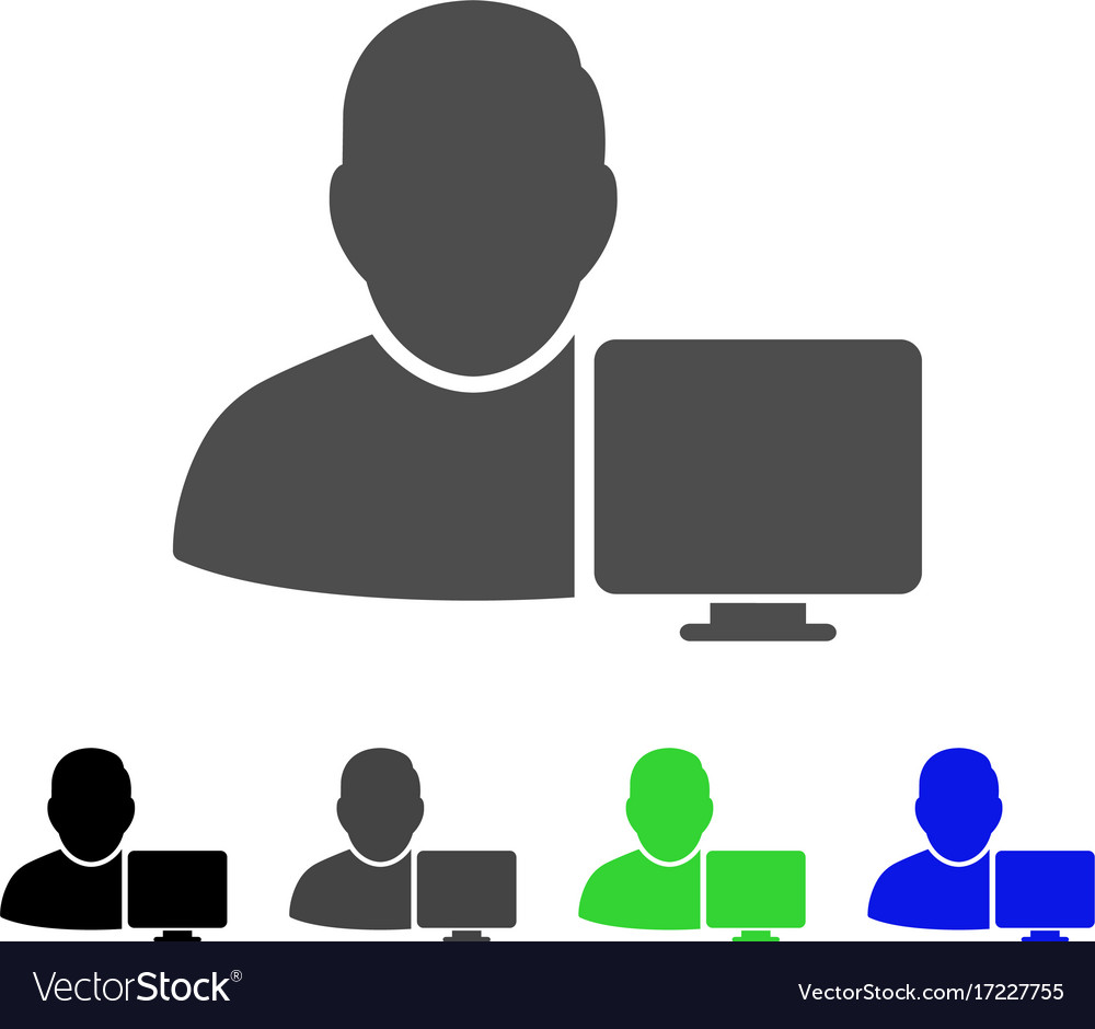 User computer flat icon Royalty Free Vector Image