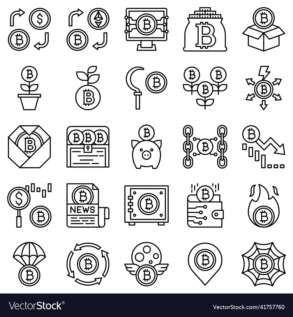 Bitcoin related line icon set 2