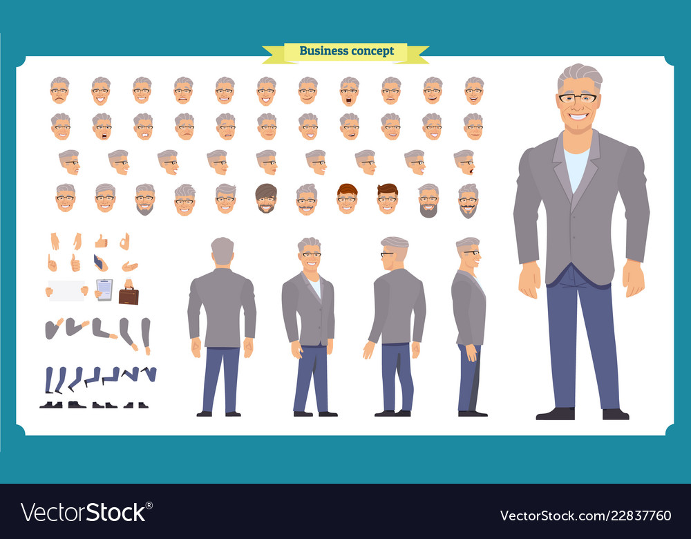 Business Casual Fashion Front Side Back View Vector Image