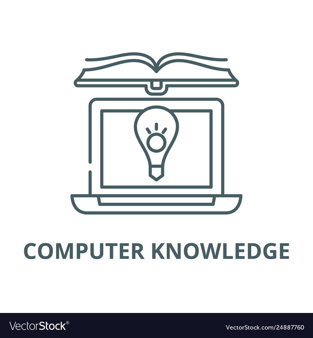 Computer knowledge line icon vector image Computer knowledge line icon