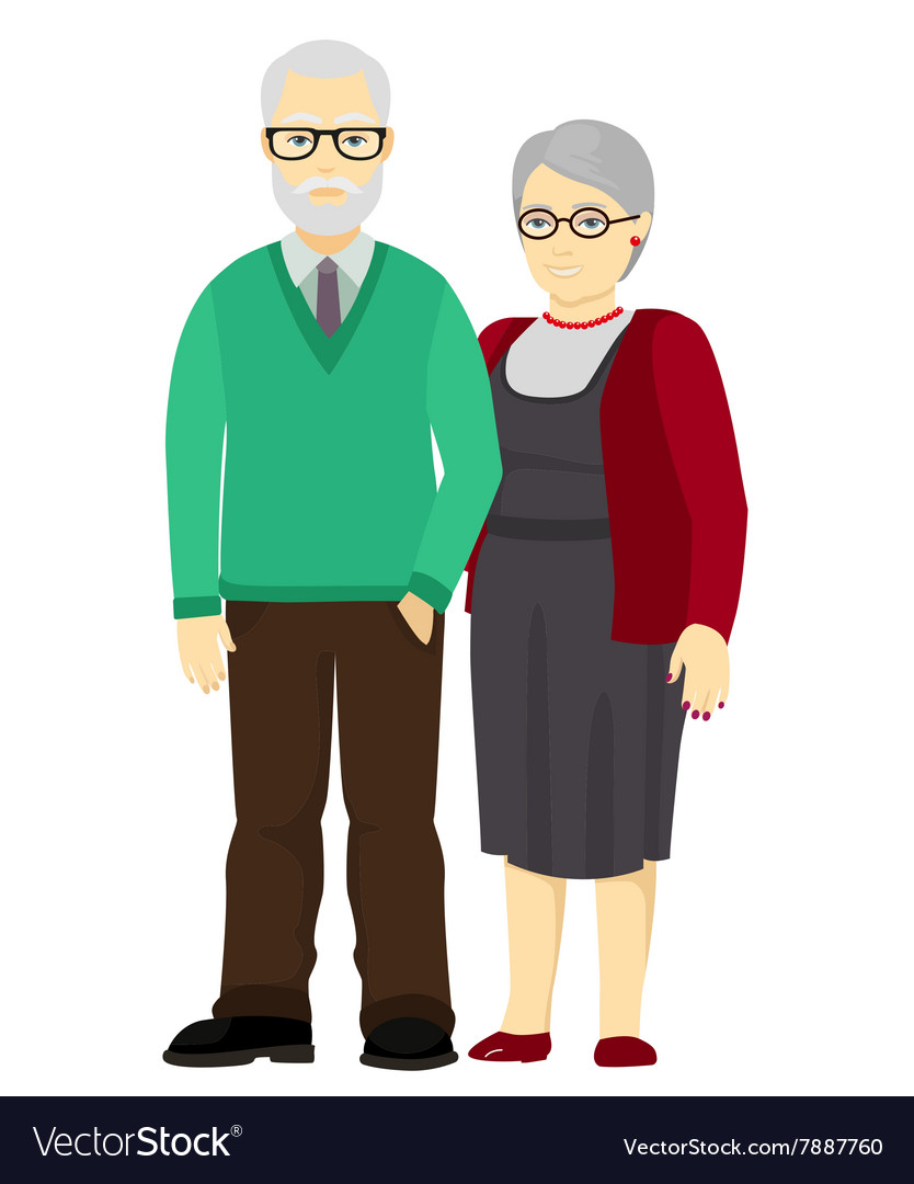 Happy grandfather and grandmother standing Vector Image