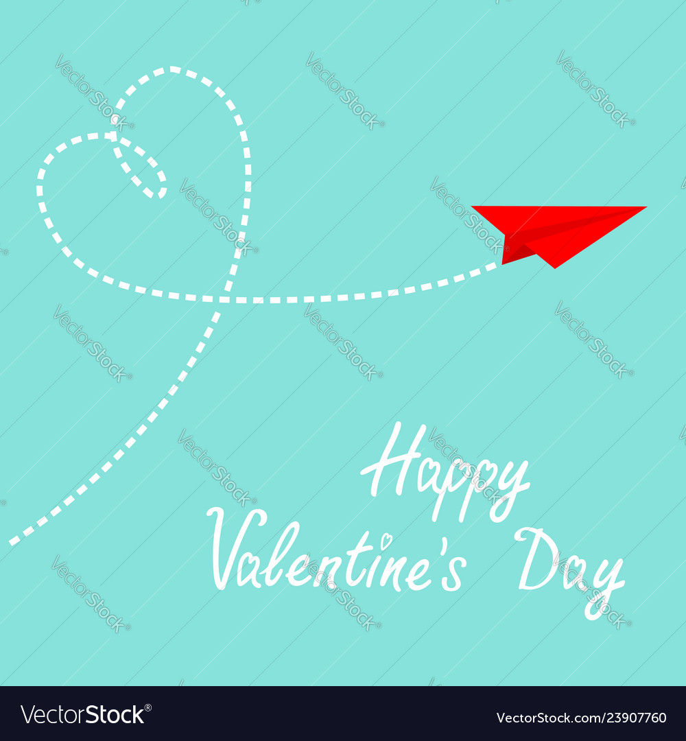 Happy valentines day red origami paper plane dash