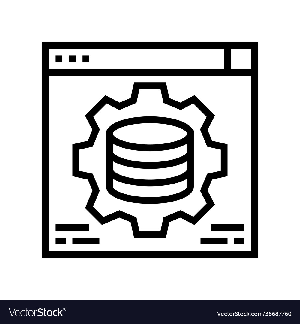 Hardware solution digital processing line icon vector image Hardware solution digital processing line icon