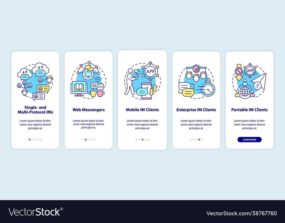 Instant messaging software types onboarding vector image Instant messaging software types onboarding