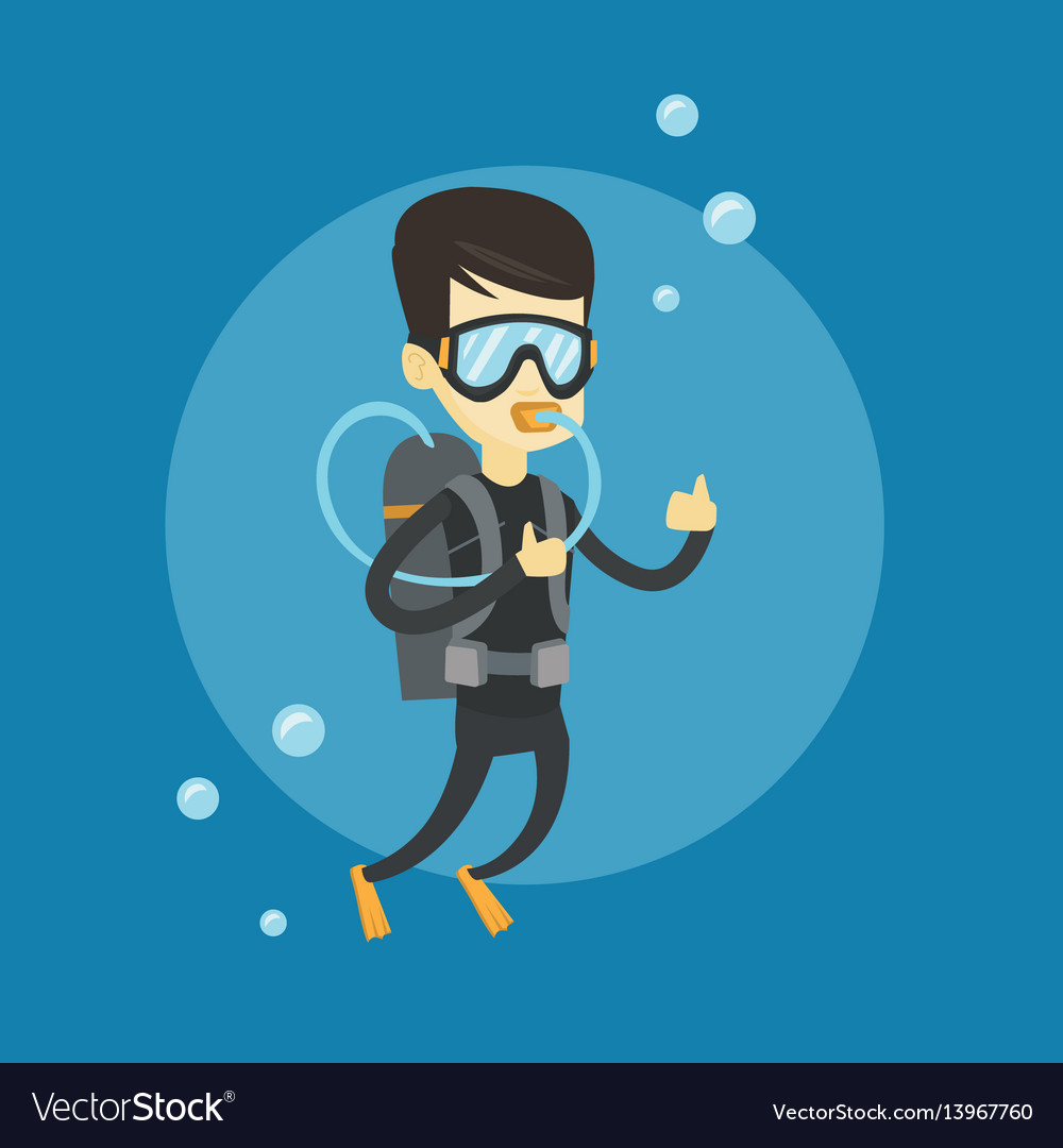 Premium Vector  A male diver giving an okay sign in the blue ocean one  line art