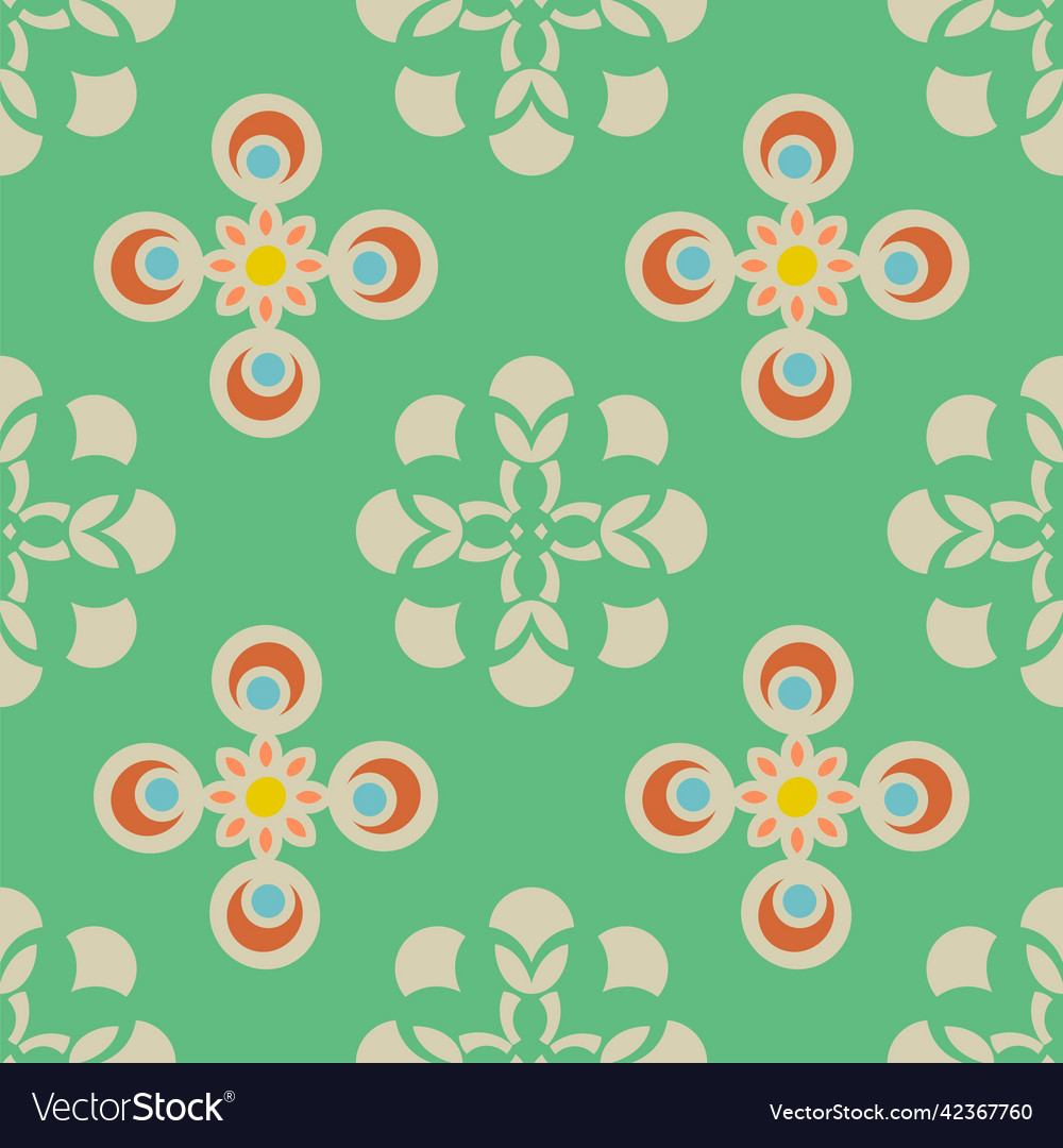 Retro inspired geometric shapes repeat pattern vector image Retro inspired geometric shapes repeat pattern