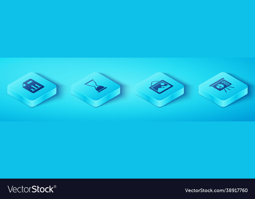 Set isometric document with graph chart old vector image Set isometric document with graph chart old