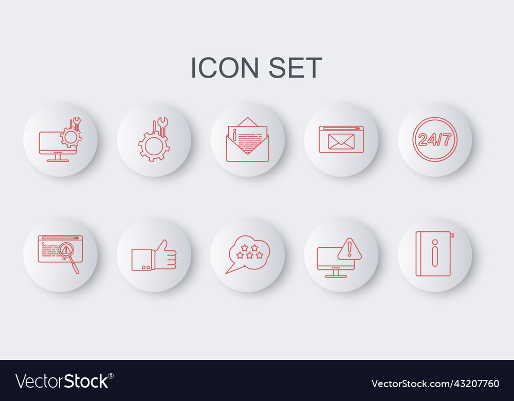 Set line user manual system bug concept envelope vector image Set line user manual system bug concept envelope