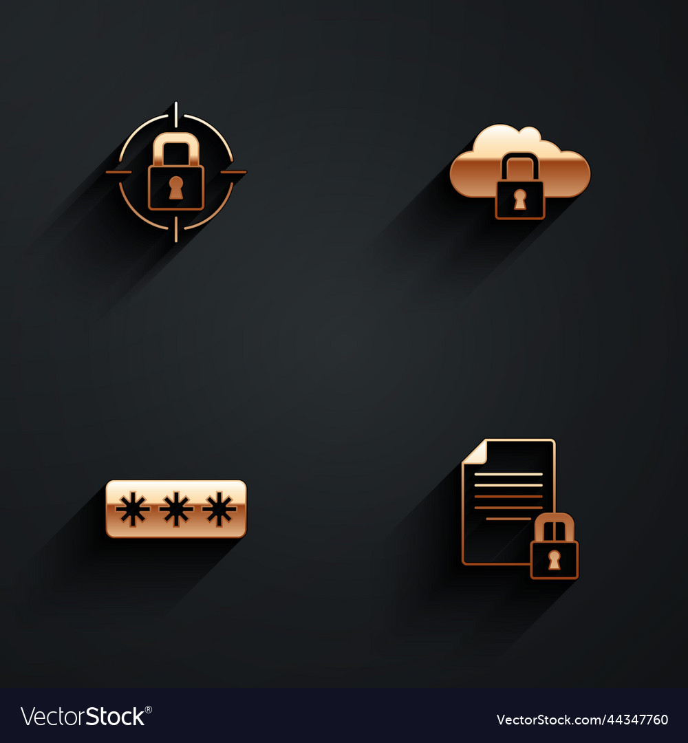 Set lock cloud computing password vector image Set lock cloud computing password
