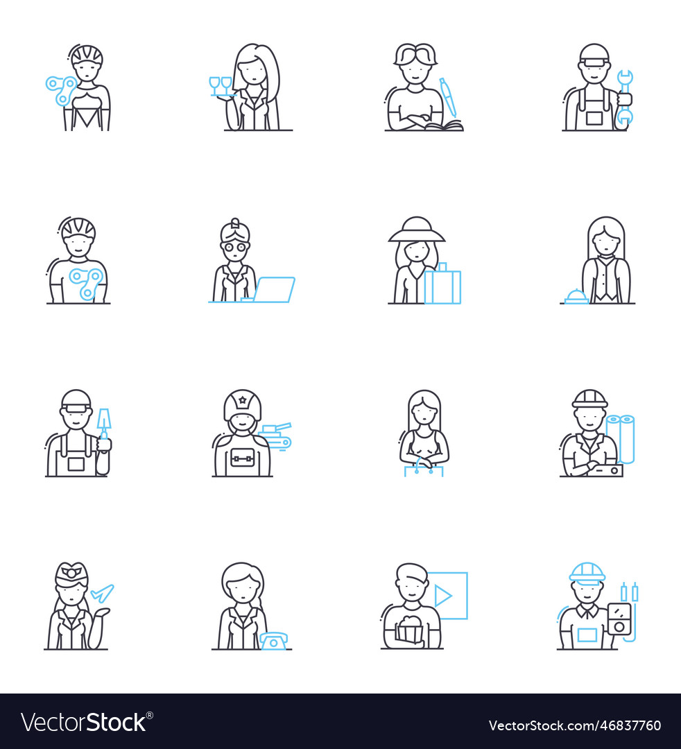 Vocation linear icons set calling mission vector image Vocation linear icons set calling mission