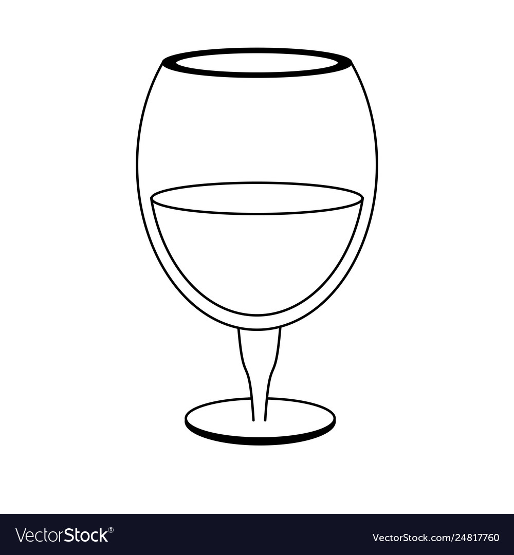 Wine cup drink isolated black and white Royalty Free Vector