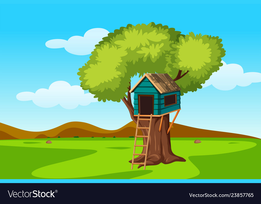 A tree house in nature Royalty Free Vector Image