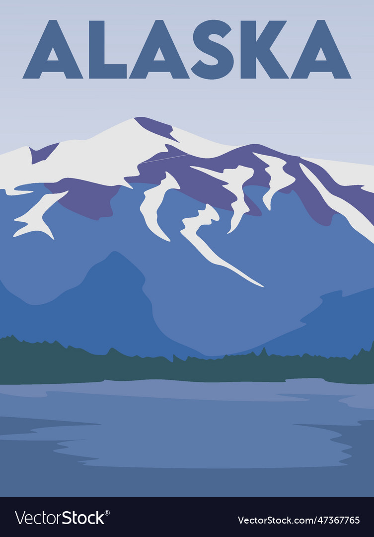 Alaska state with beautiful view Royalty Free Vector Image