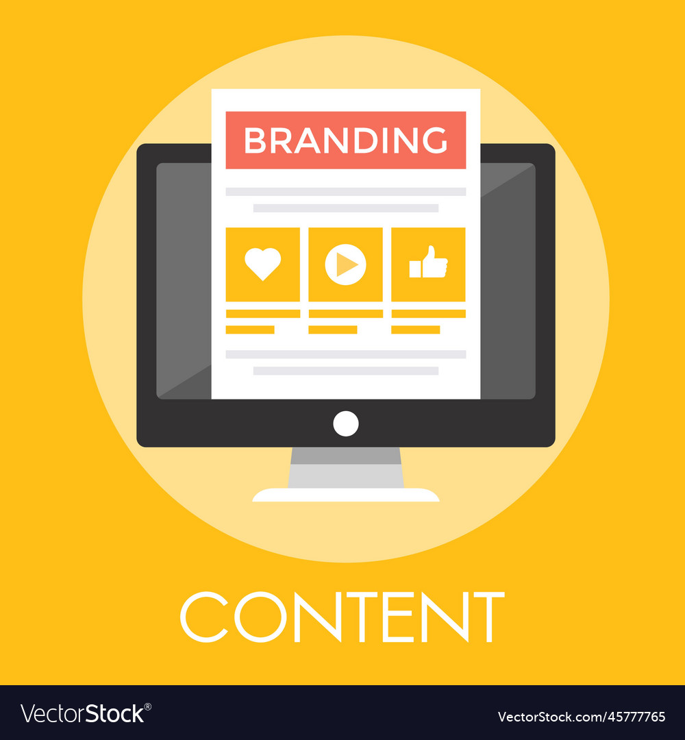 Content branding with sheet and screen symbol vector image Content branding with sheet and screen symbol
