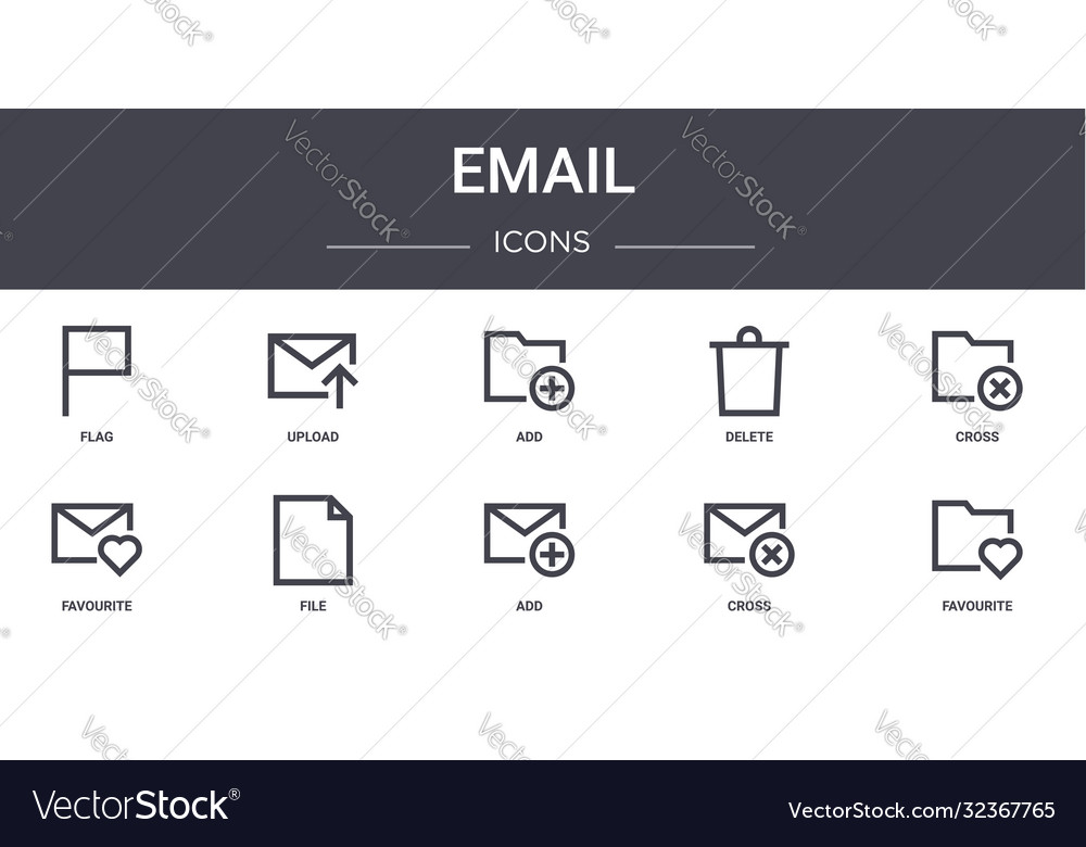 Email concept line icons set contains vector image Email concept line icons set contains