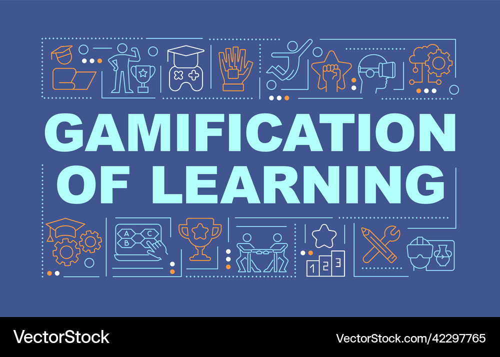 Gamification of learning word concepts dark blue Vector Image