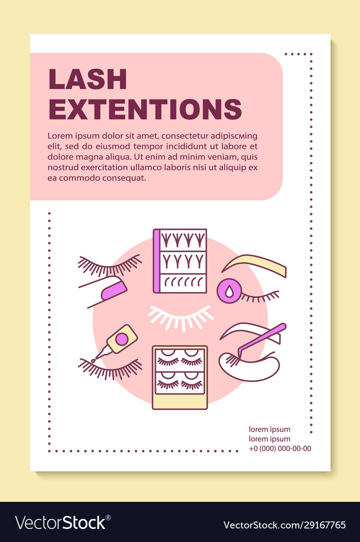 Lash extension poster template layout false vector image Lash extension poster template layout false