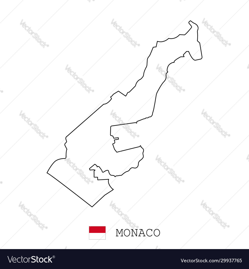 Monaco map line linear thin simple Vector Image Monaco map line linear thin simple