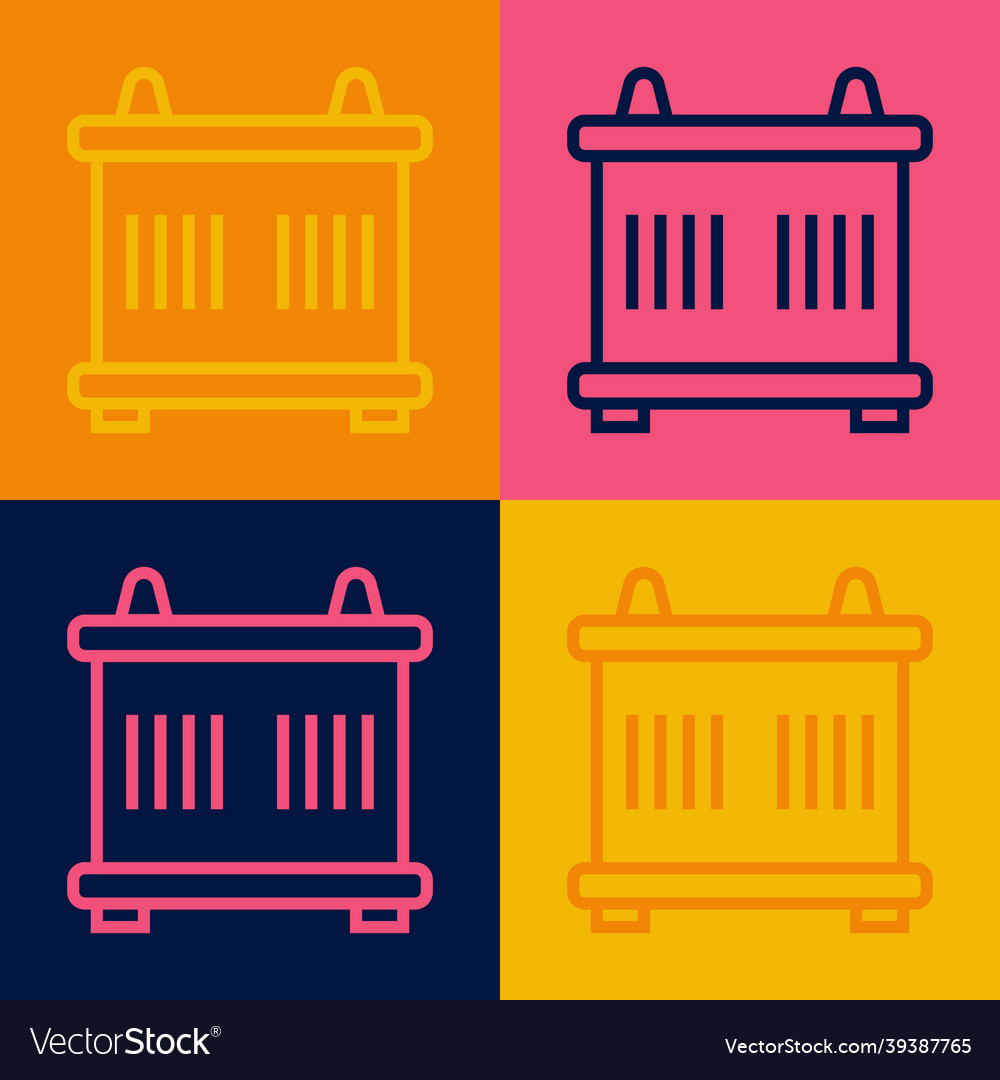 Pop art line container icon isolated on color vector image Pop art line container icon isolated on color