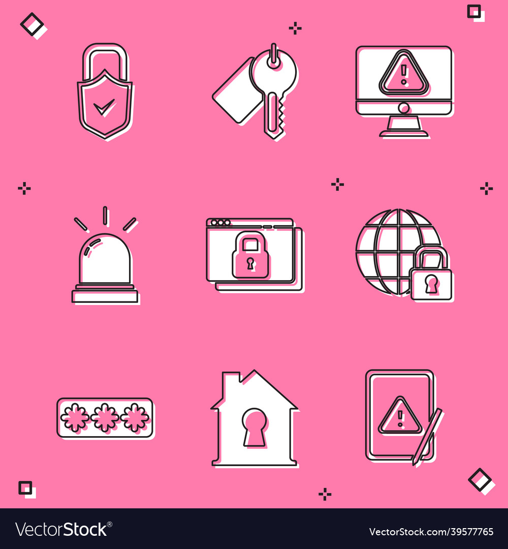 Set lock and check mark marked key monitor vector image Set lock and check mark marked key monitor