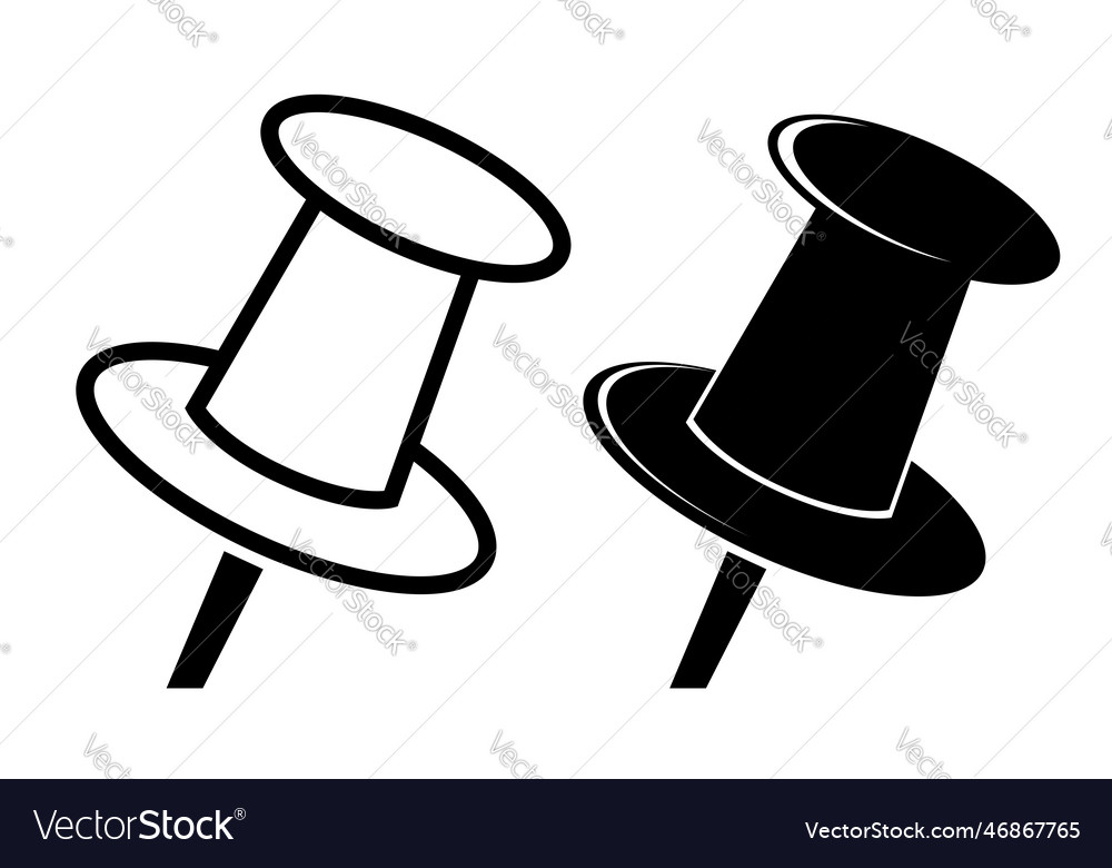 Simple set 2 push pin isolated on white