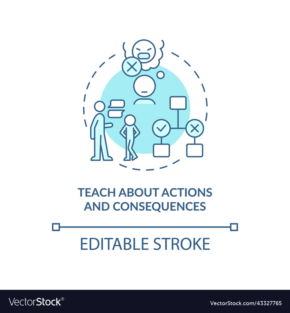 Teach about action and consequence turquoise vector image Teach about action and consequence turquoise