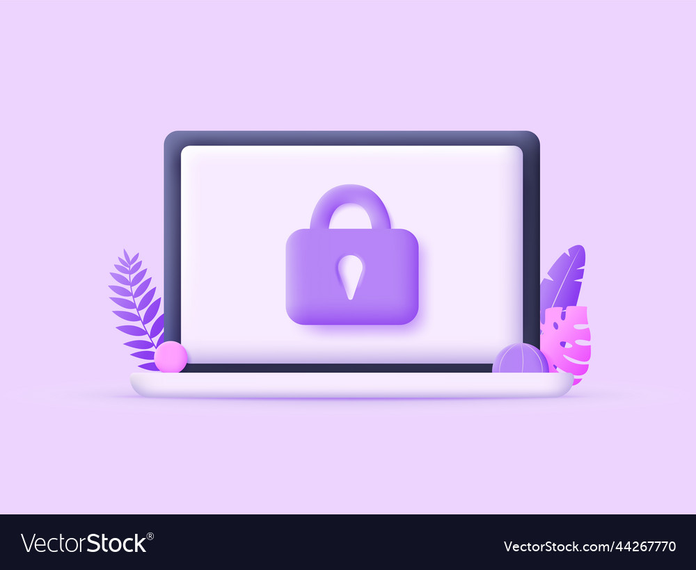 3d computer security Vector Image 3d computer security