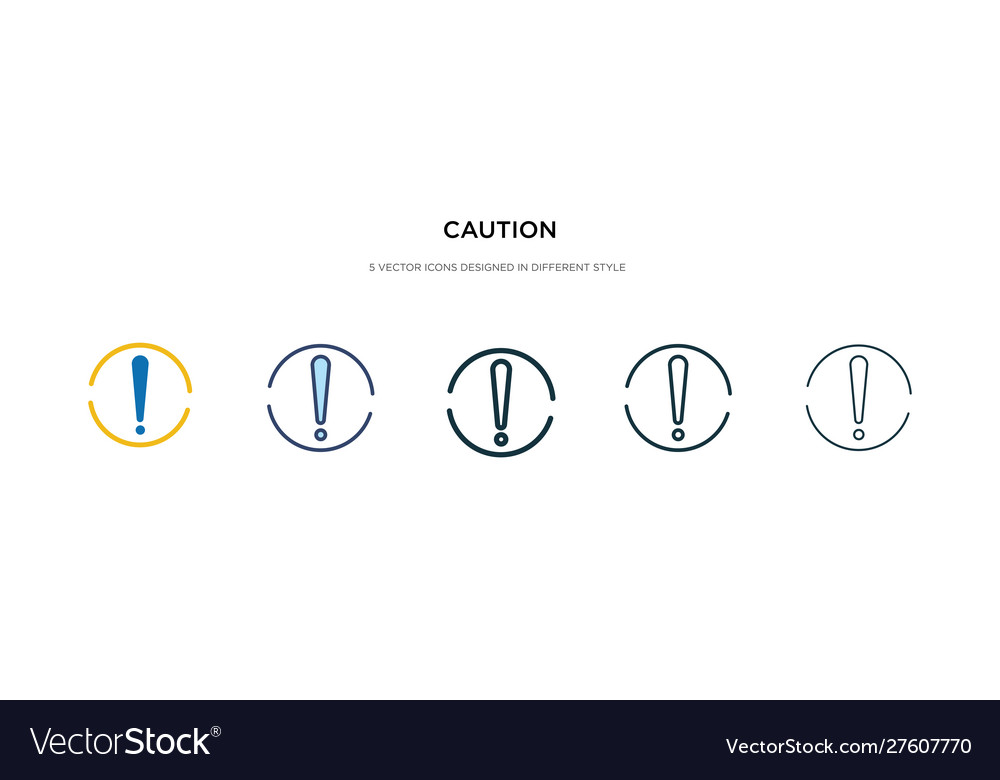 Caution icon in different style two colored vector image Caution icon in different style two colored
