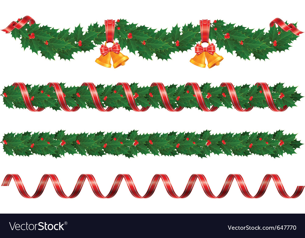 Christmas holly garland Royalty Free Vector Image