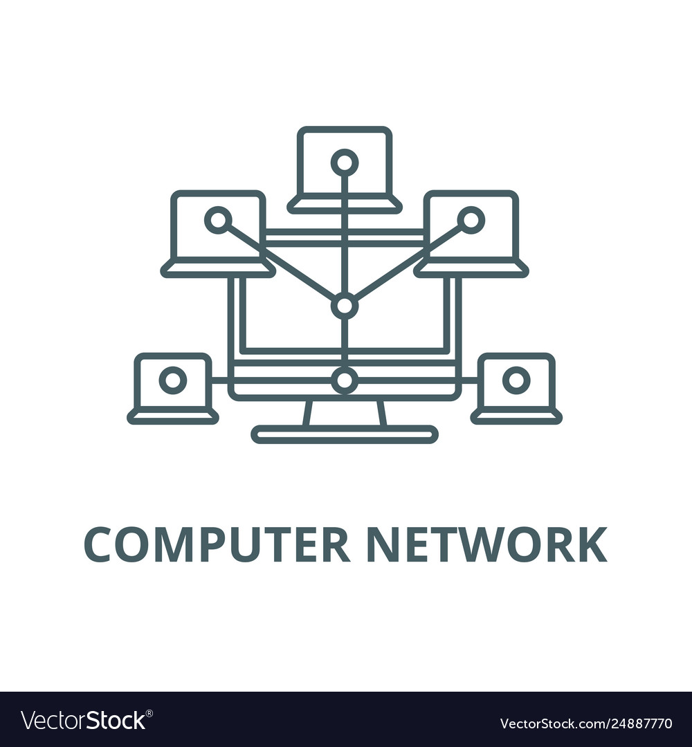 Computer network line icon vector image Computer network line icon