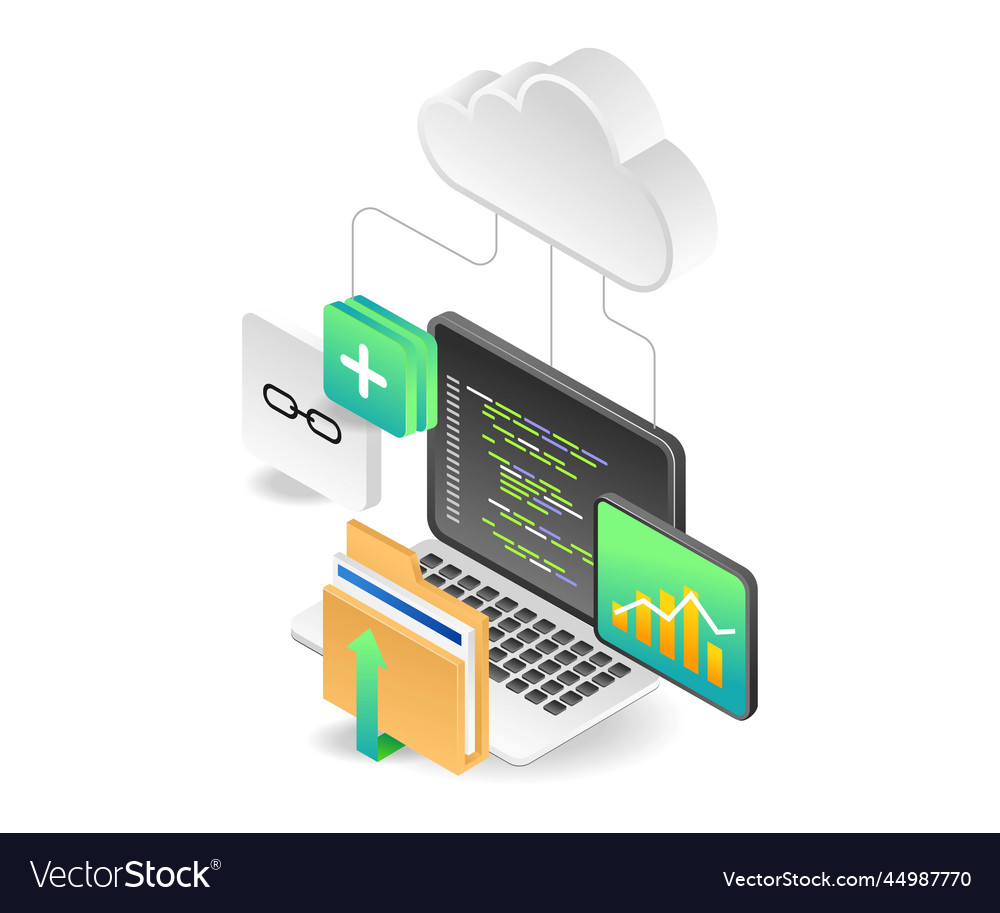 Concept isometric of a program adding website vector image Concept isometric of a program adding website