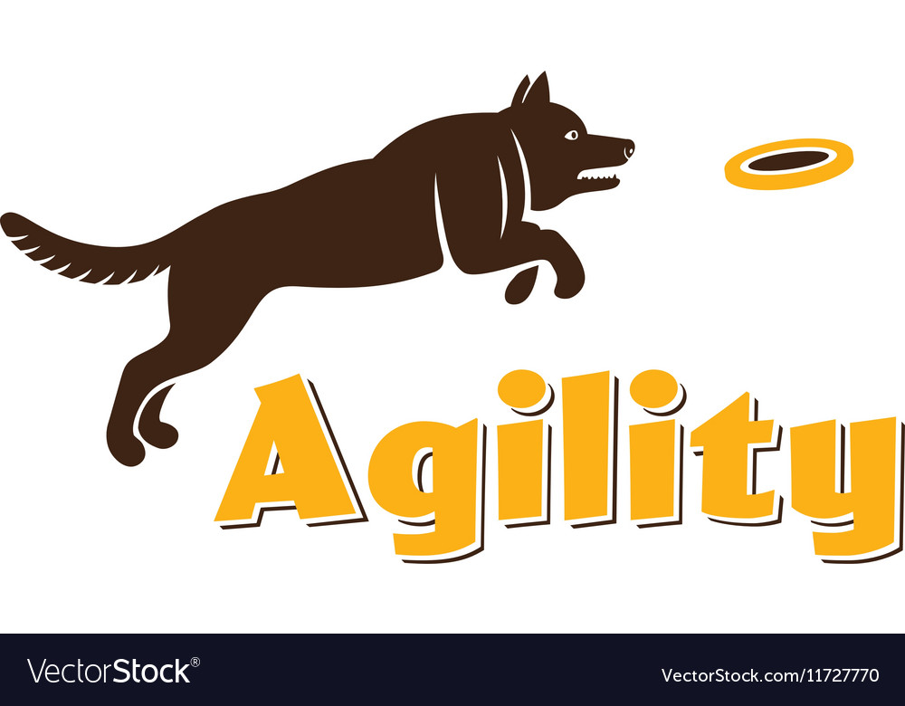 Dog agility logotype silhouette isolated