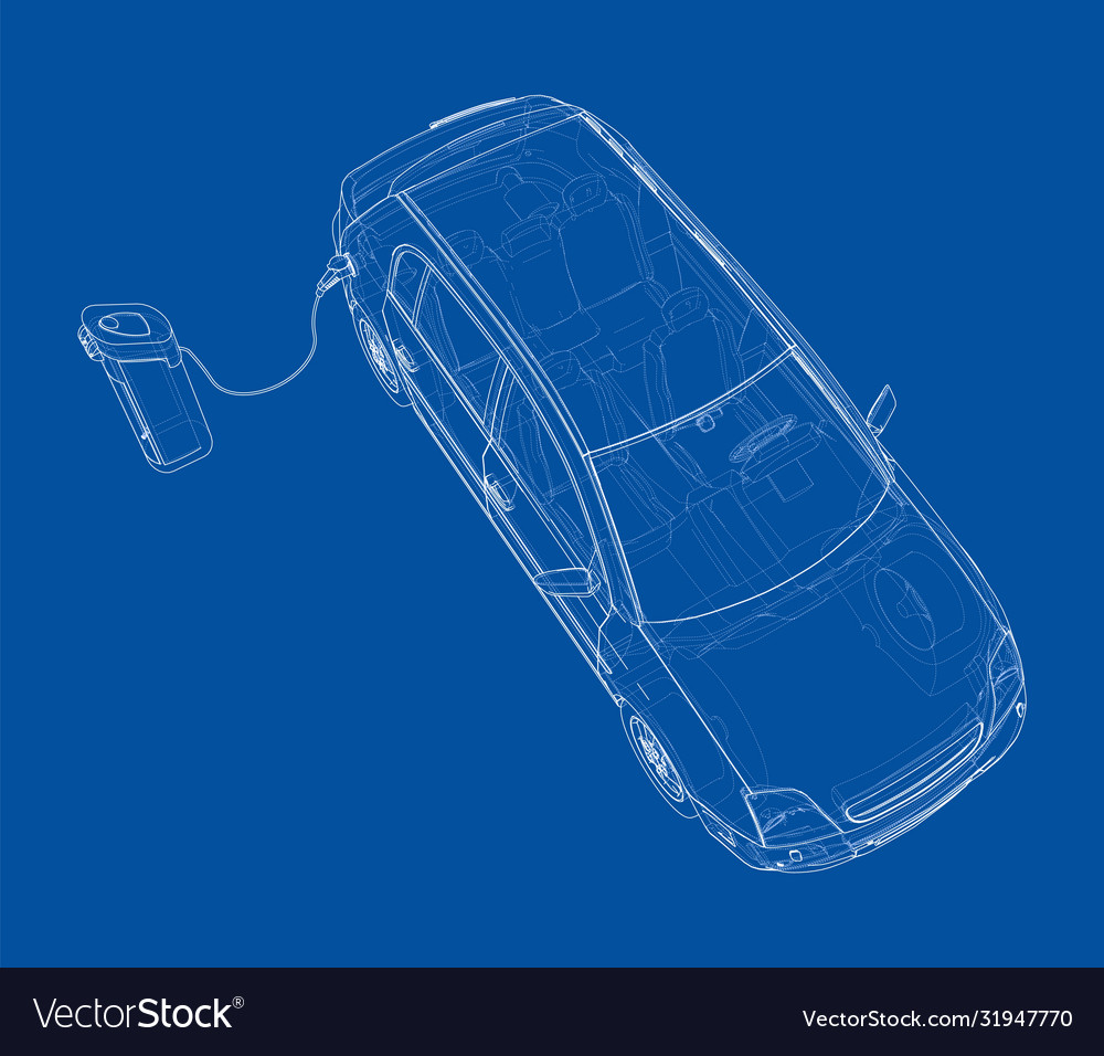 Electric vehicle charging station sketch Vector Image