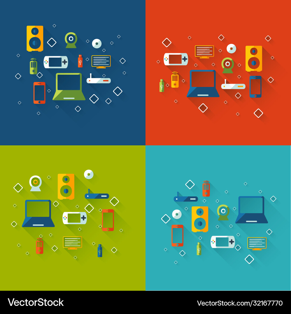 Flat concept set modern design with shadow Vector Image
