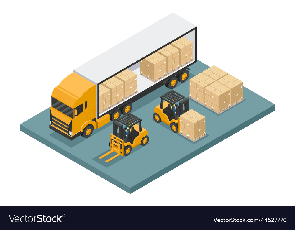 Forklift Unloading Stacked Boxes