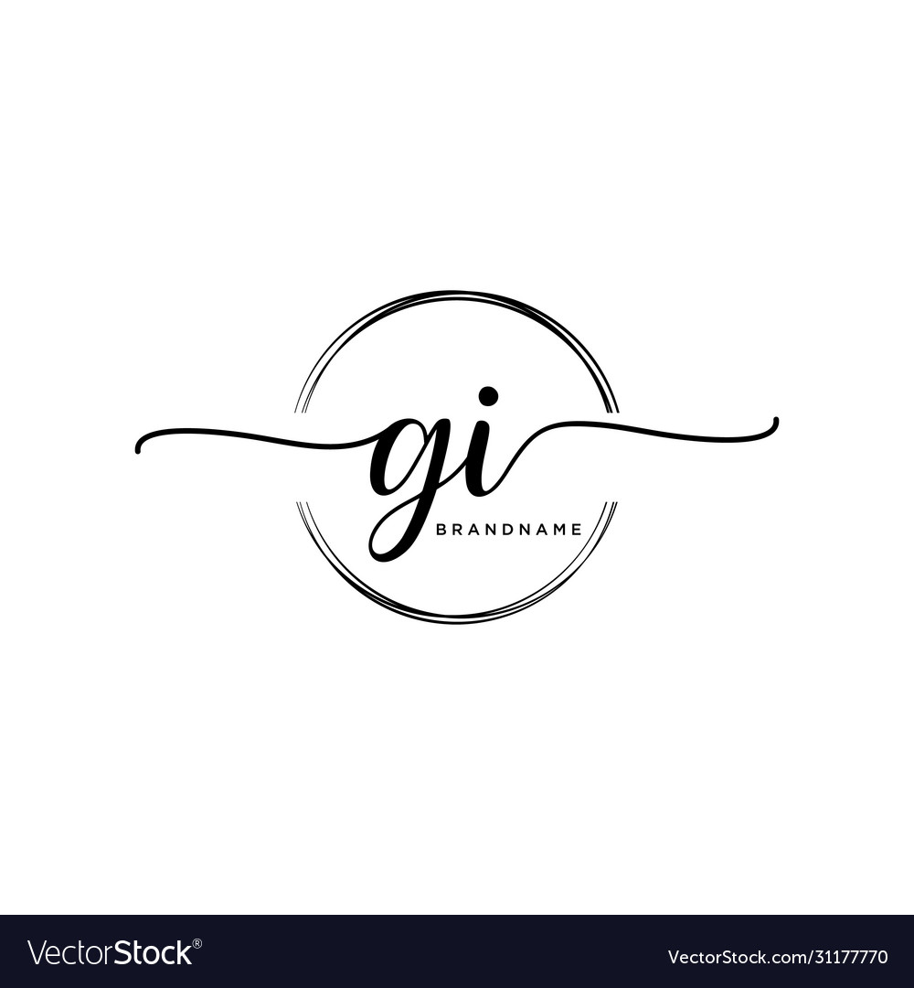 Gi initial handwriting logo with circle template Vector Image