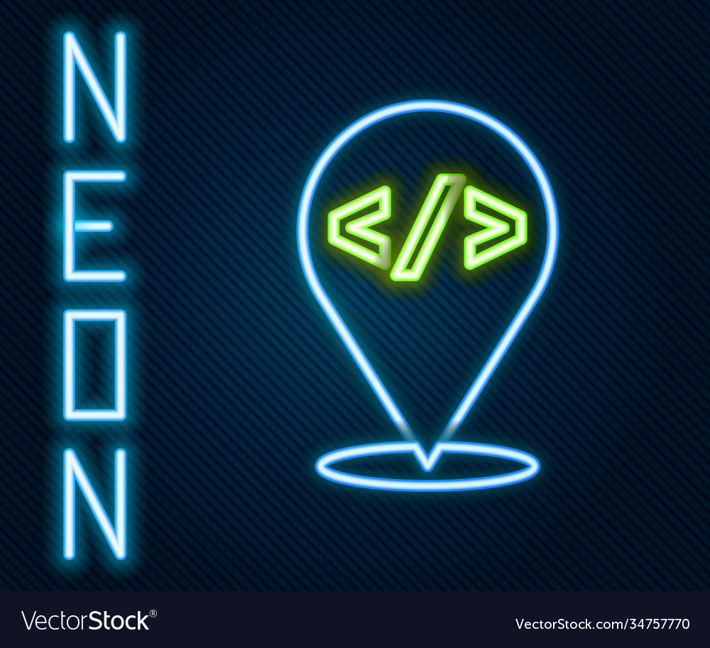 Glowing neon line web design and front end Vector Image Glowing neon line web design and front end
