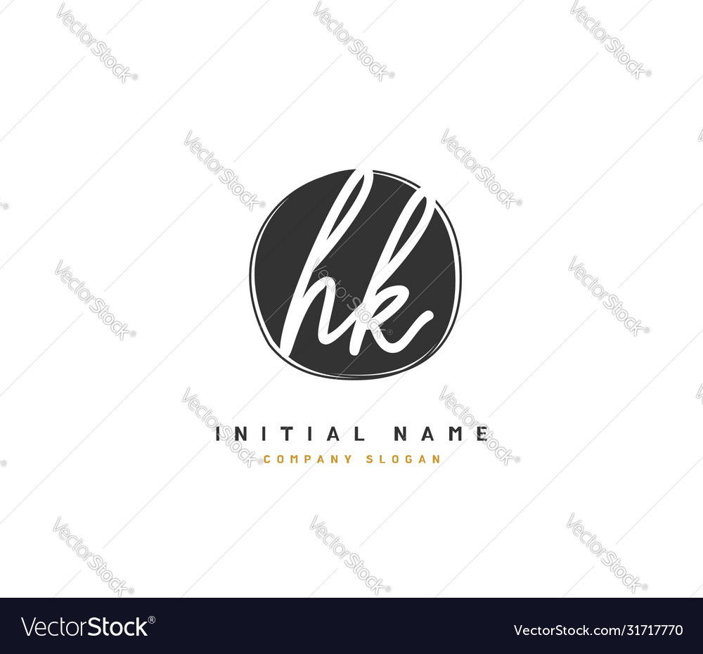 H k hk beauty initial logo handwriting