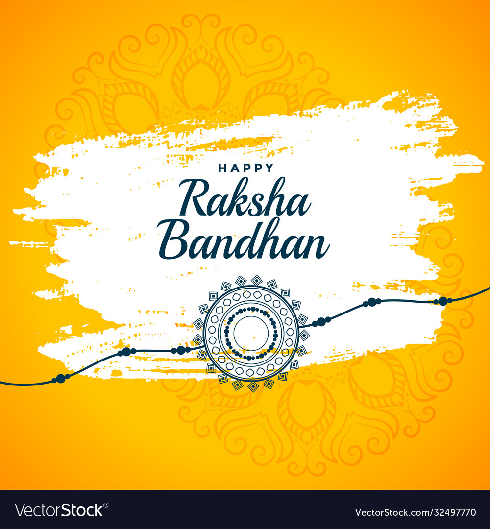 Happy raksha bandhan yellow greeting background Vector Image