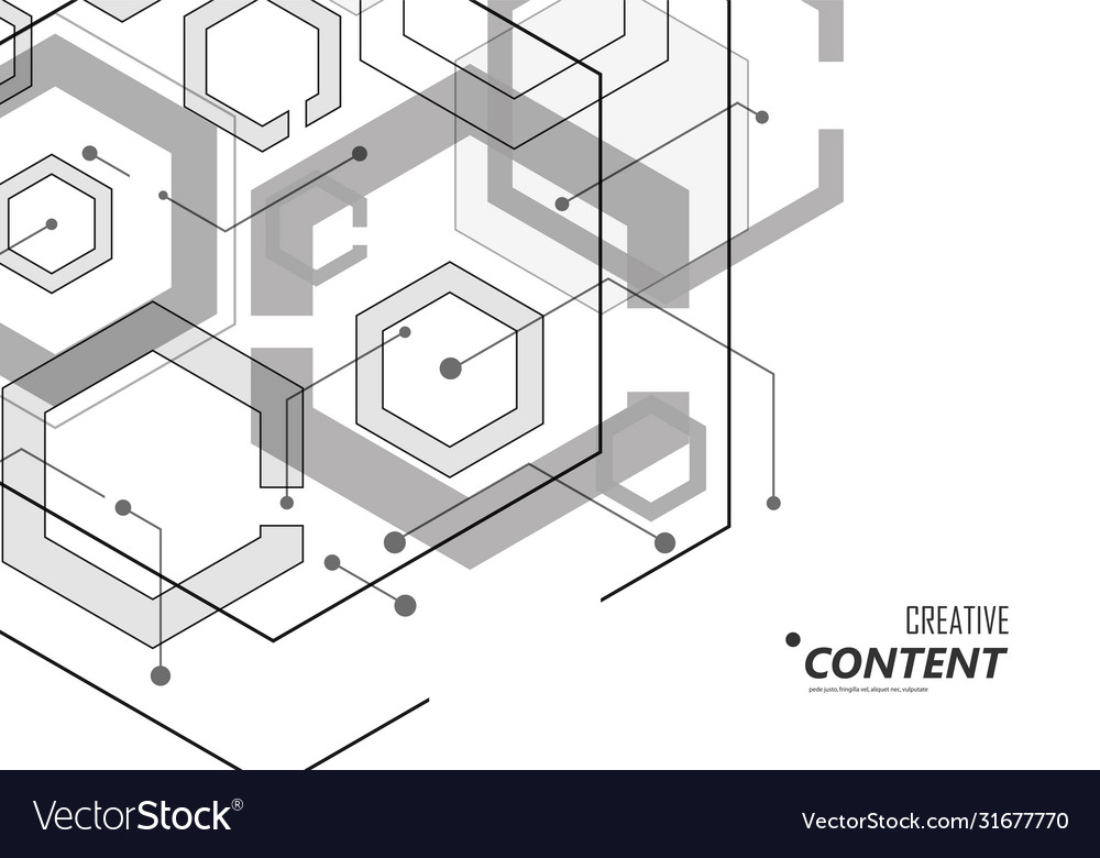 Hexagon geometric design with connect dots
