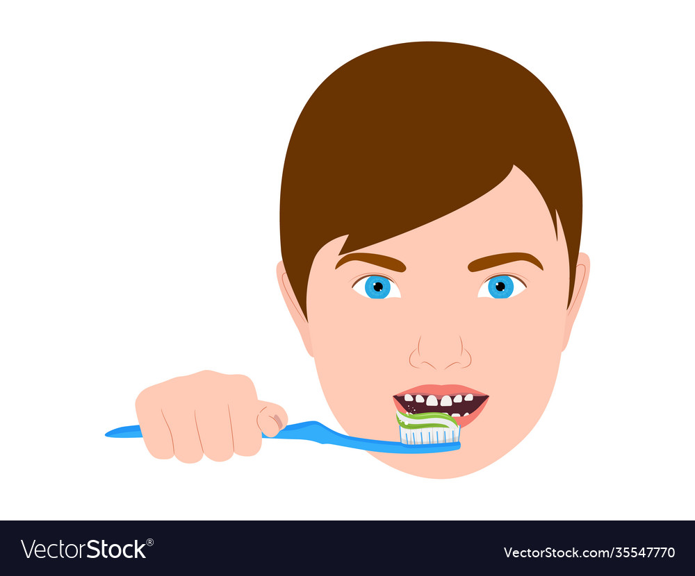 Little boy brushing teeth kids oral hygiene Vector Image