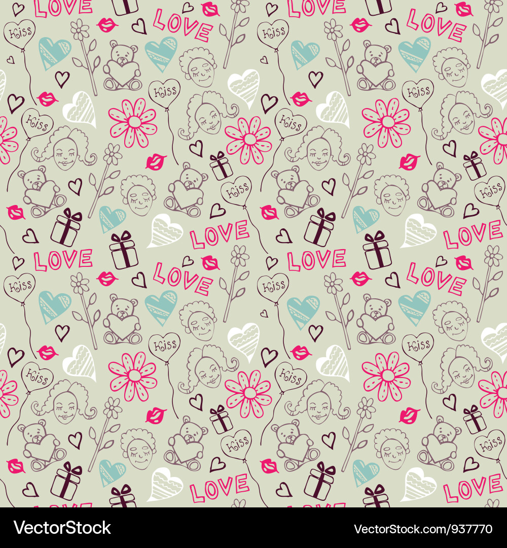 Love Doodle Pattern Royalty Free Vector Image - VectorStock